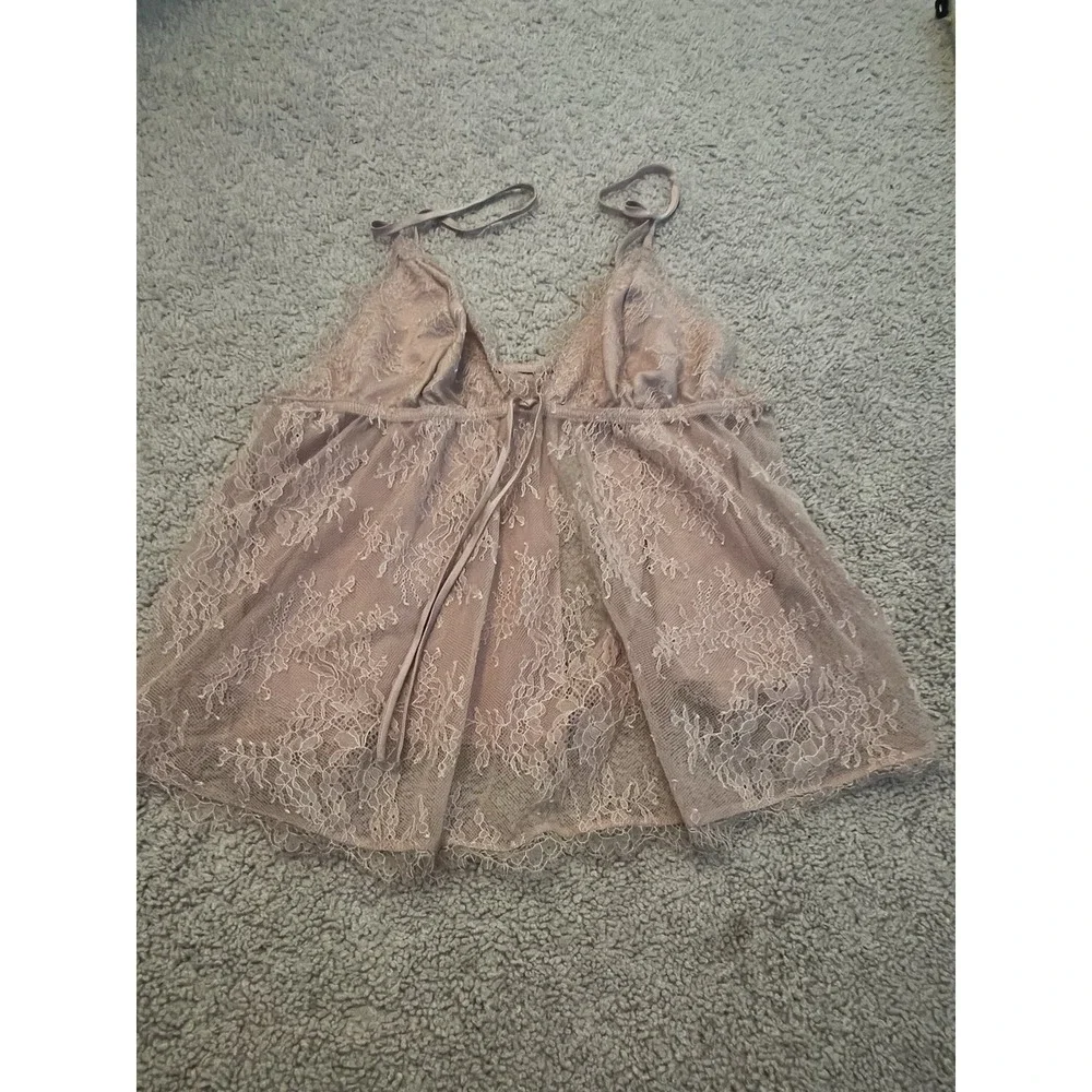 Victoria's Secret Satin & Lace Babydoll Cami Top/Shorts Pajama Set Size‎ XL Pink